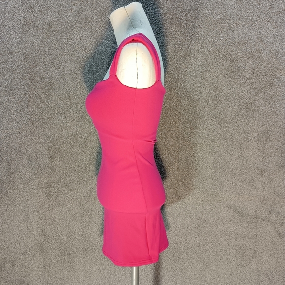 PRETTYLITTLETHING HOT PINK SCUBA CREPE STRAPPY BODYCON MINI DRESS Y2K UK 6 - Picture 2 of 5